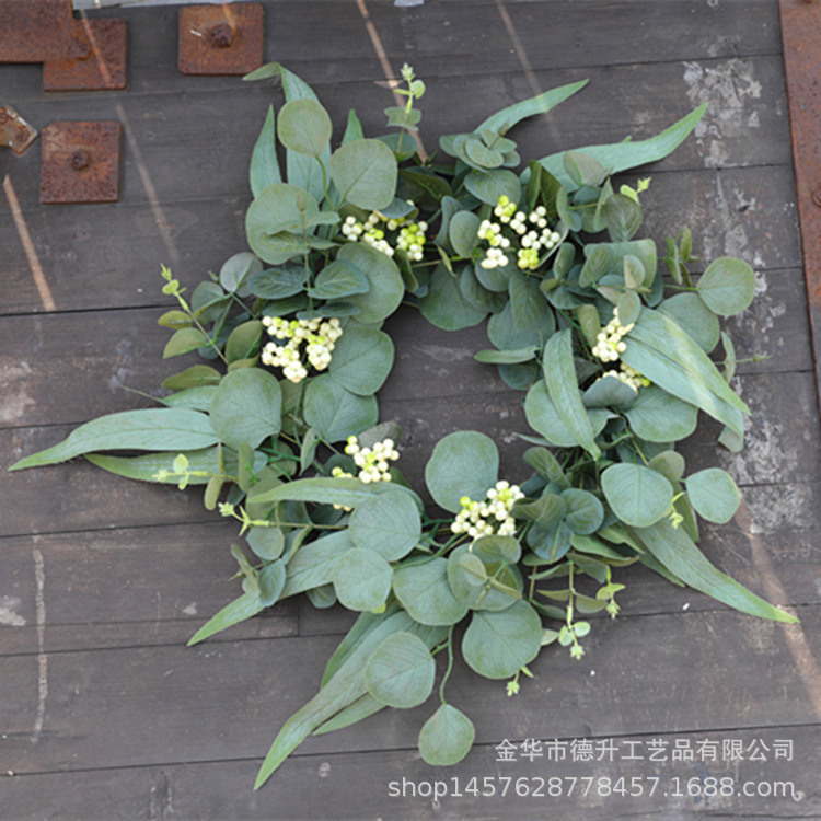 DSEN 2021 Cross-Border E-Commerce Amazon Spring Eucalyptus Leaf Qing Guo Artificial Wreath Decoration Factory Wholesale