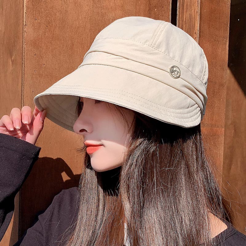 New Hat Female 2023 Summer Sun-Proof Bucket Hat Plain Face Face Cover Ultraviolet-Proof Sun Shade Wide Brim Peaked Cap