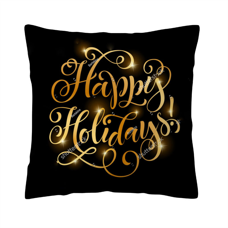 Amazon 2022 Cross-Border Hot Selling Christmas Pillow Cover Home Black Gilding Throw Pillowcase Living Room Sofa Cushion