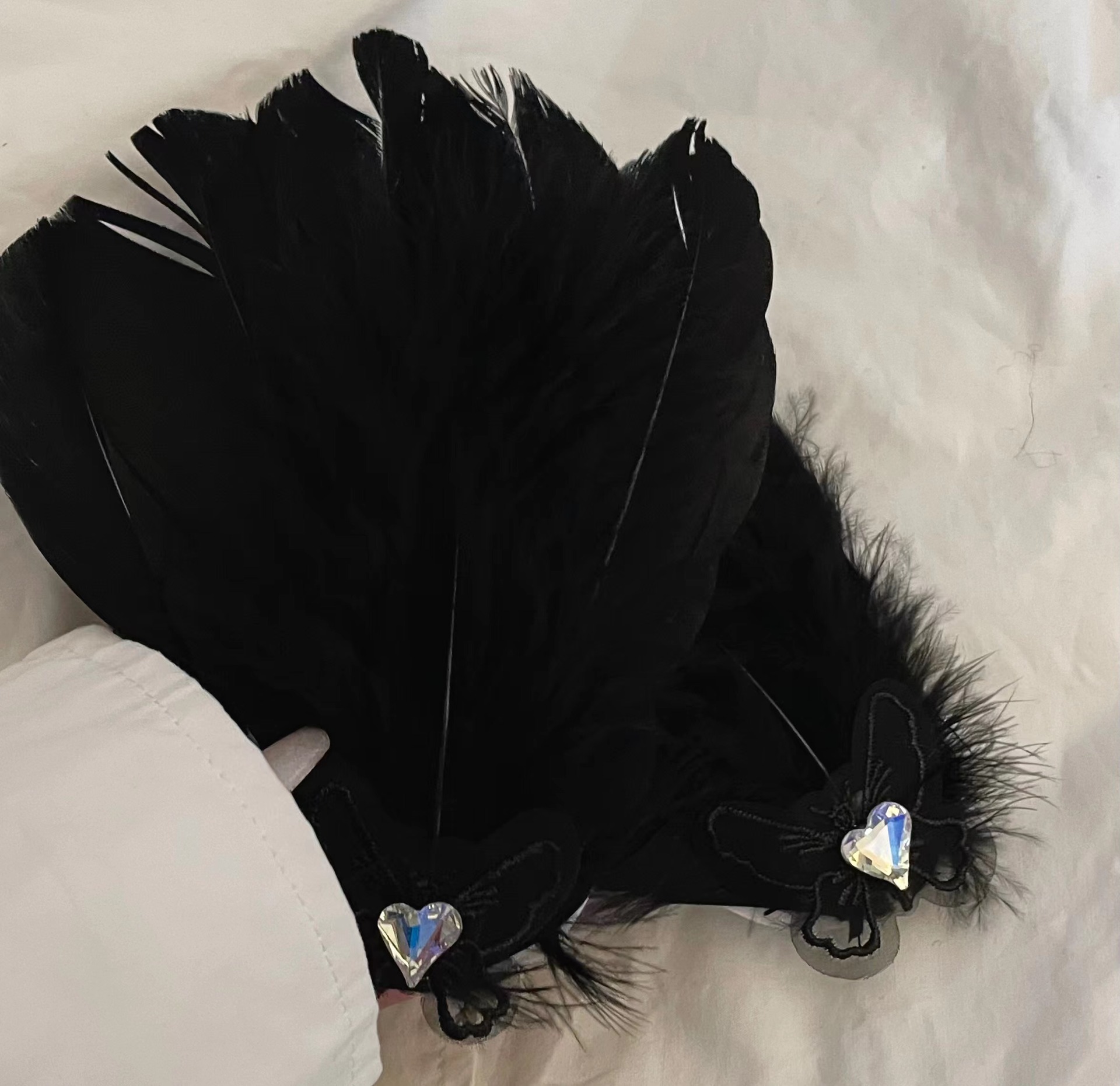 White Swan Feather Headwear Female New Crown Bridal Hair Accessories Ballet Black White Barrettes Halloween Ornaments