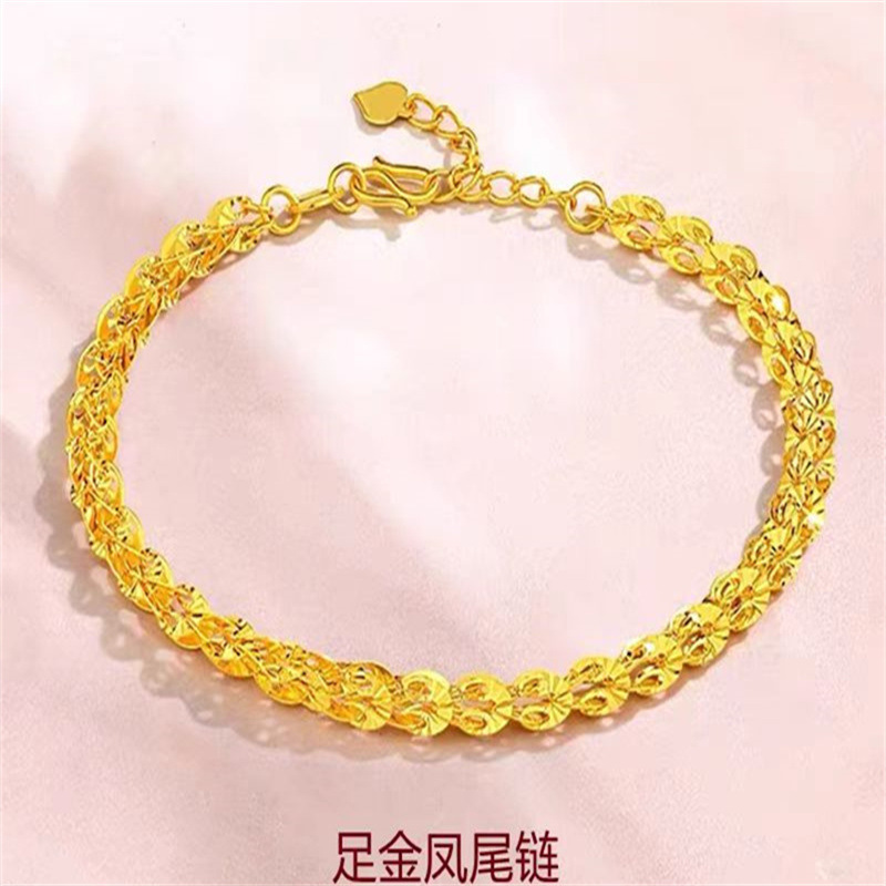 5g黄金凤尾手链电镀24k金-阿里巴巴