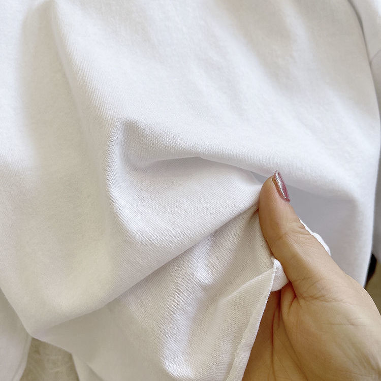 男女童纯棉长袖白色t恤春秋装新款中小童儿童内搭中长破洞打底衫a