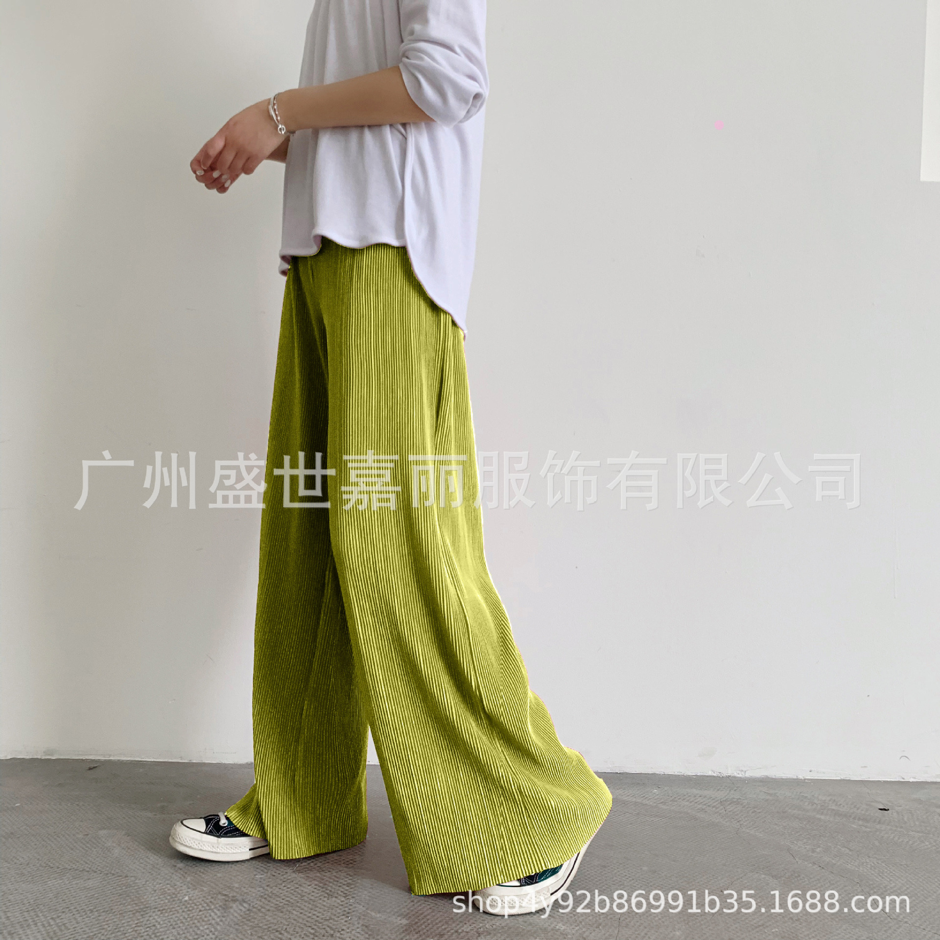 In Stock Real Shot 15 Colors Letian 2023 Summer Japanese and Korean Pleated Casual Pants Long Solid Color Flared Pants Women