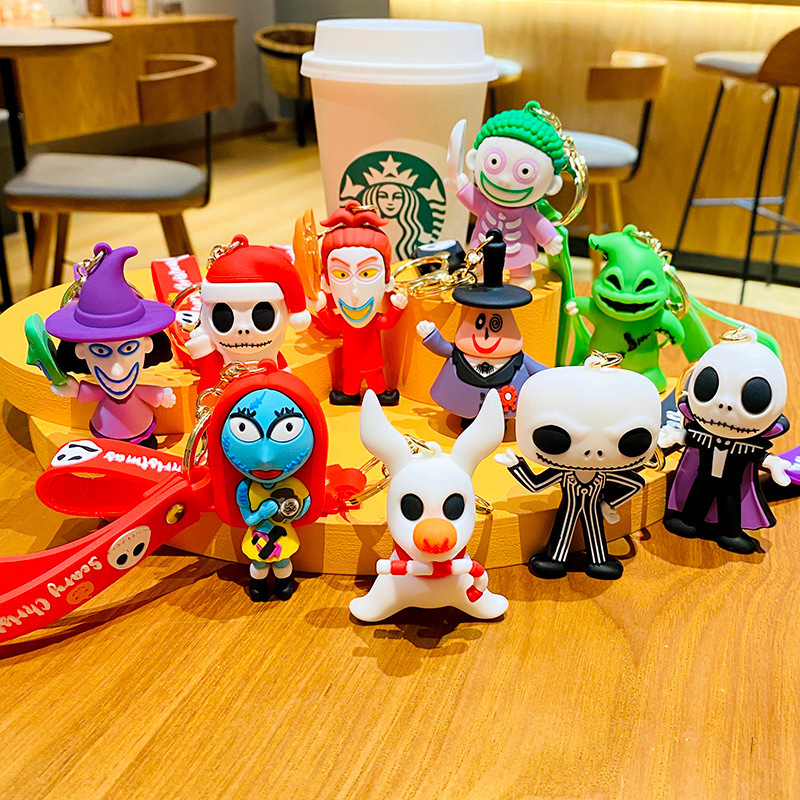 Cross-Border The Nightmare Before Christmas PVC Key Chain Cars and Bags Key Chain Accessories Cartoon Doll Pendant