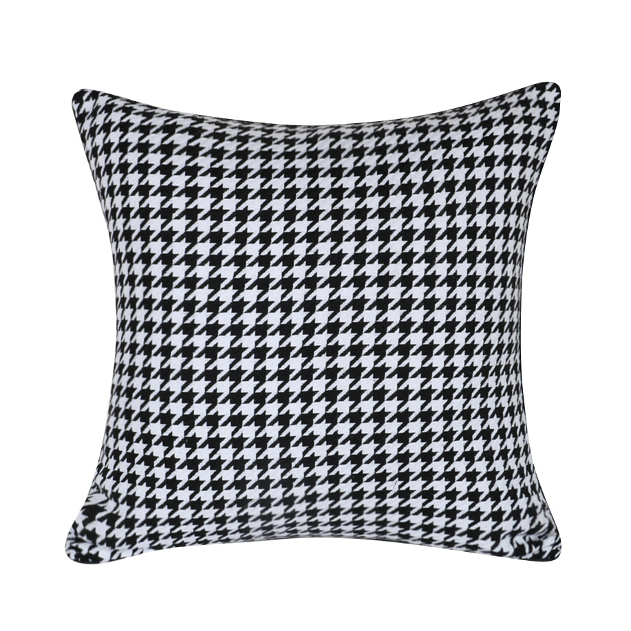 Houndstooth Pillow Cover Wholesale Model Room Living Room Sofa Waist Backrest Tatami Bedroom Bedside Cushion Throw Pillowcase