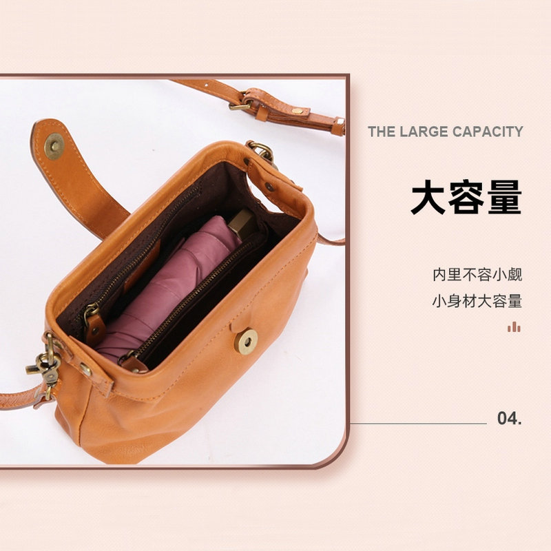 2023 New Genuine Leather Ladies' Bags First Layer Cowhide Clip Bag Casual Skeleton-Skin Box Bag Purse Frame Mini Messenger Bag