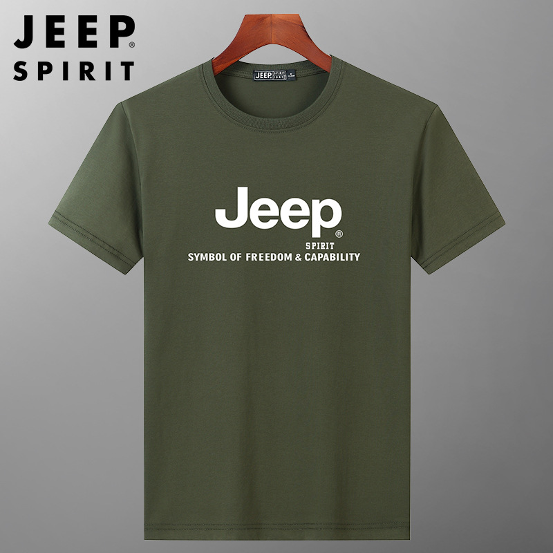 jeep spirit新品夏季男装圆领运动短袖t恤休闲棉打底衫半袖9046