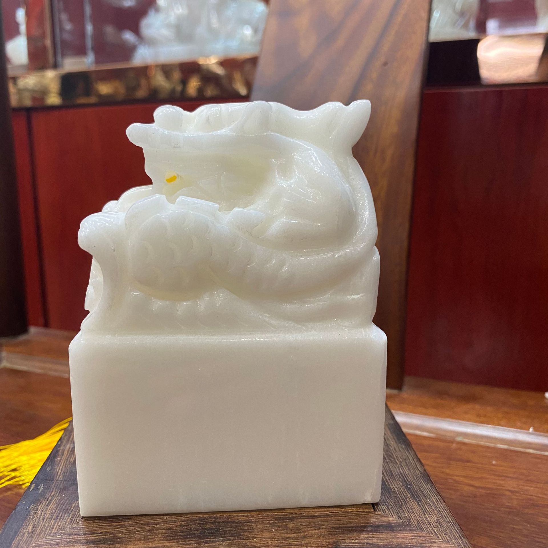 汉白玉玉玺摆件传国大印刻字开业送礼桌面玉石制品办公室印章