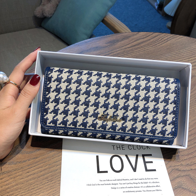 现货代发长款钱包女士2025新款真皮多卡位卡包帆布大容量手机包潮