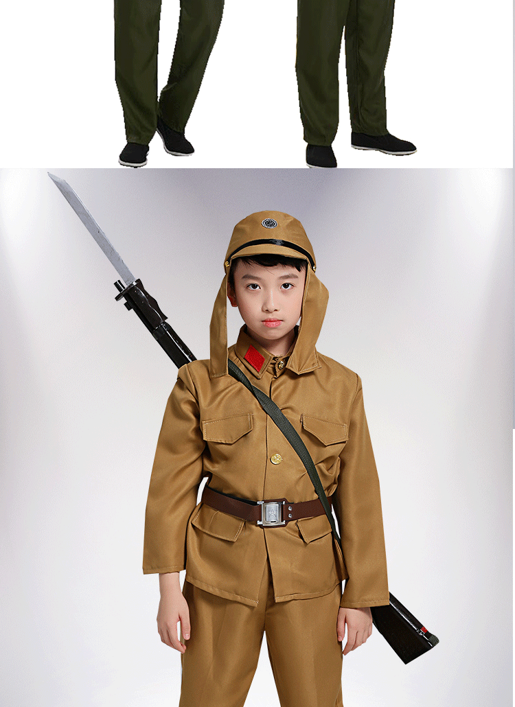 儿童士兵军装少儿八路汉奸演出服土匪反派舞台话剧表演服装