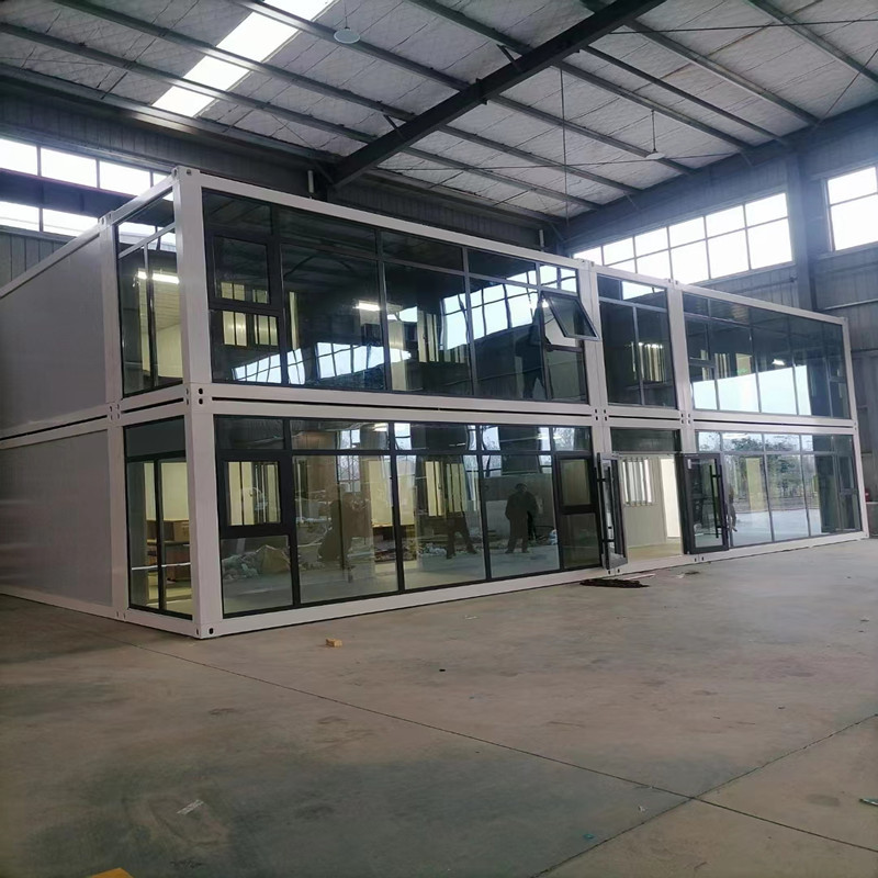 住人集装箱玻璃幕墙办公室工地箱式活动房临建方舱模块化打包箱房