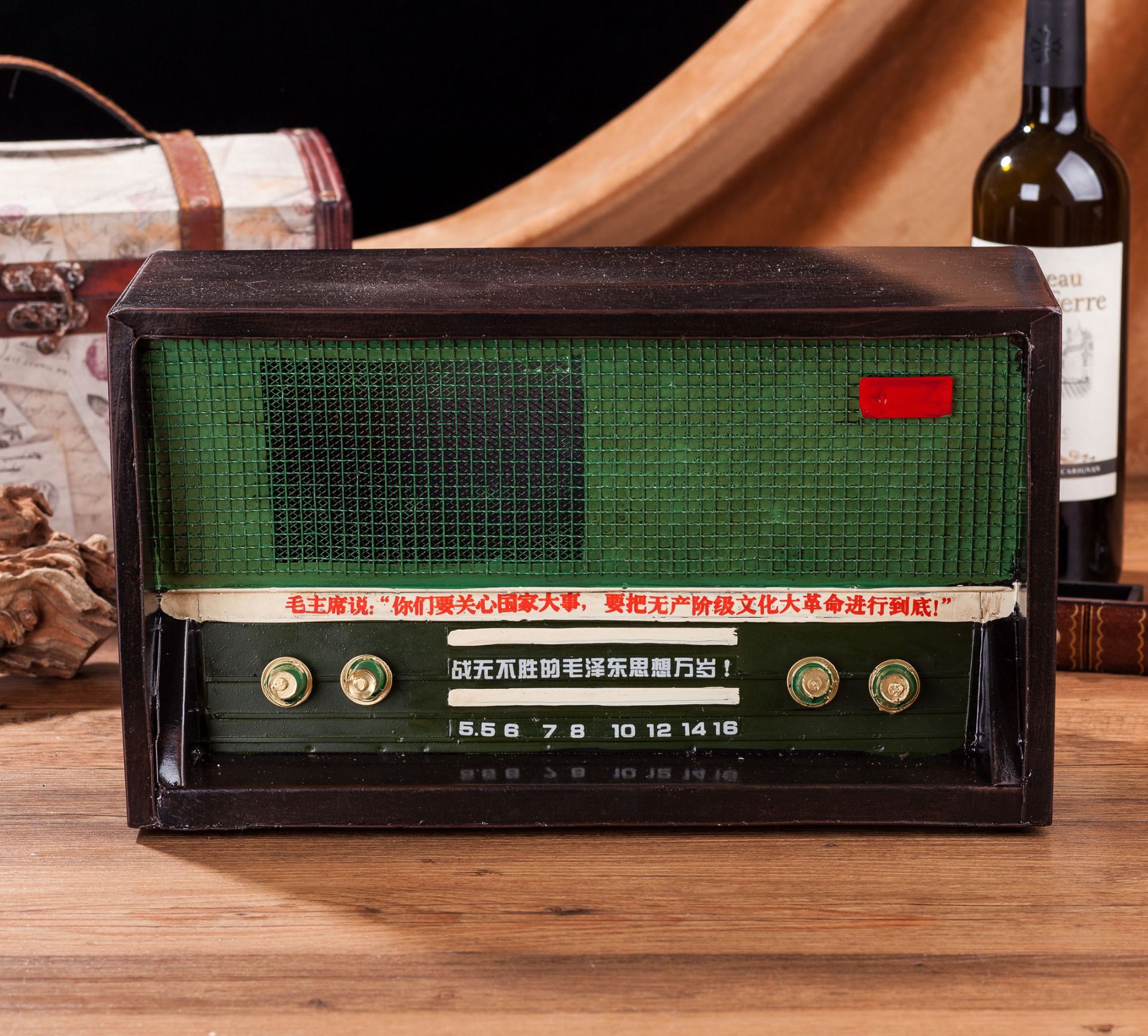 复古怀旧老式铁艺7080年代按键收音机模型酒吧婚纱摄影道具装饰摆