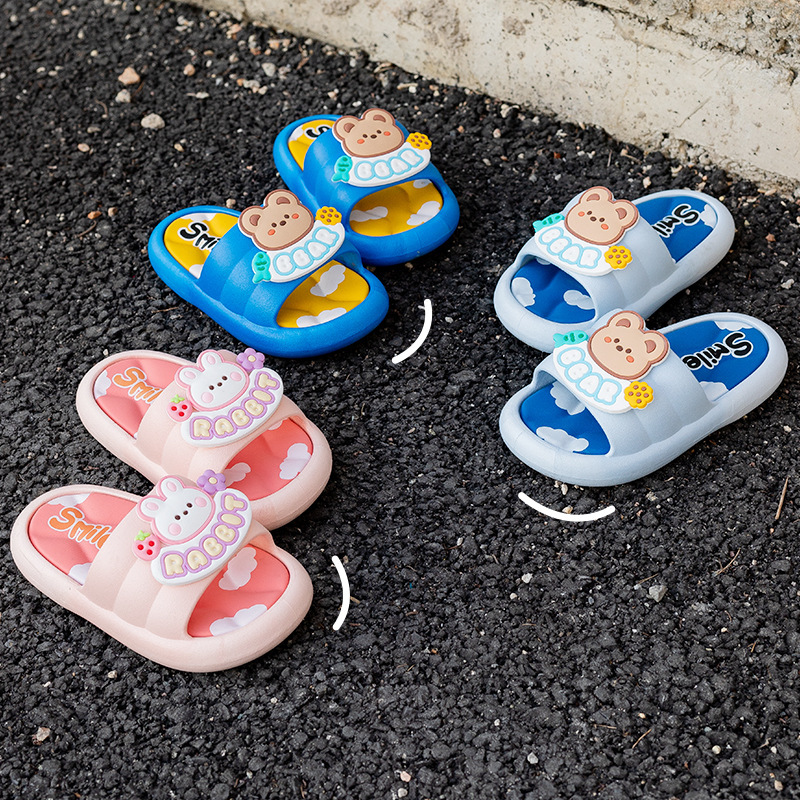 New Summer Cute Children's Slippers Cartoon Bear Non-Slip Wear-Resistant Outdoor Pink Bunny Children's Slippers
