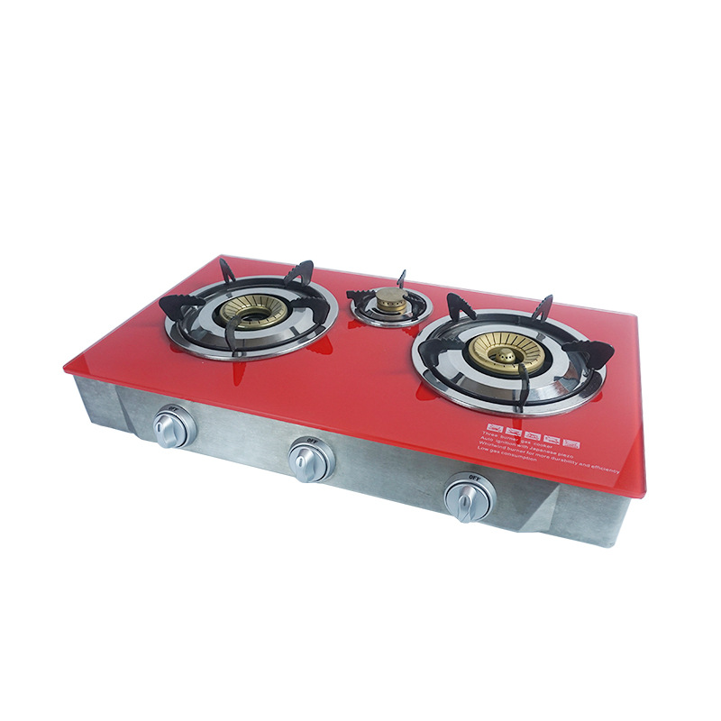 Glass Stove Three Furnace Desktop Stove Type Natural Gas Stove Fierce Fire Stove Glass Three Furnace Export Factory Supply