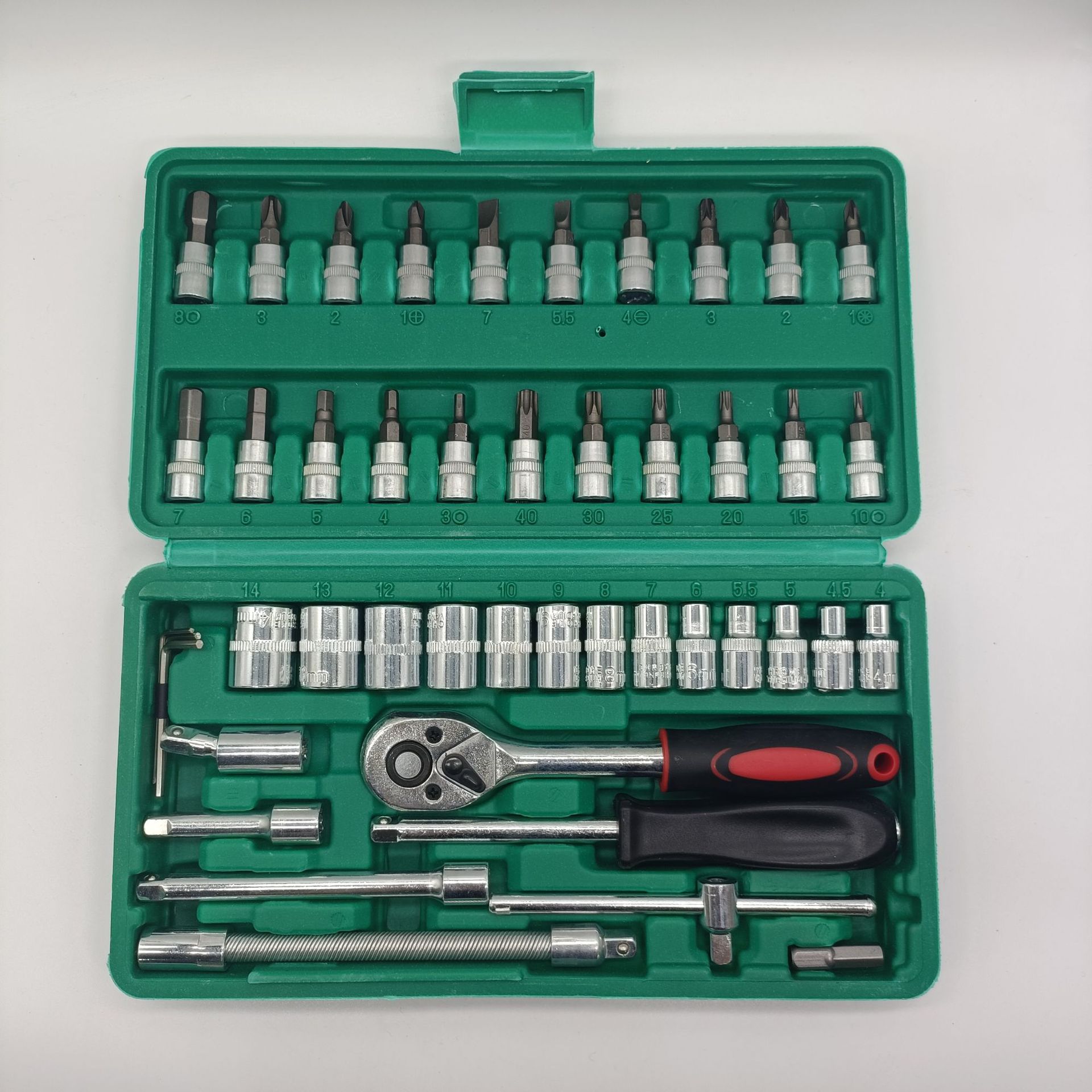 46-Piece Tool Socket Screwdriver Wrench Ratchet Wrench Hexagon Combination Set Motorcycle Repair Tools