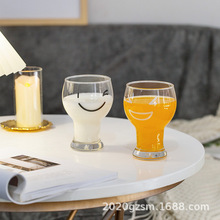 韩式笑脸玻璃杯耐热牛奶杯子圆嘟嘟果汁杯啤酒杯酒杯情侣