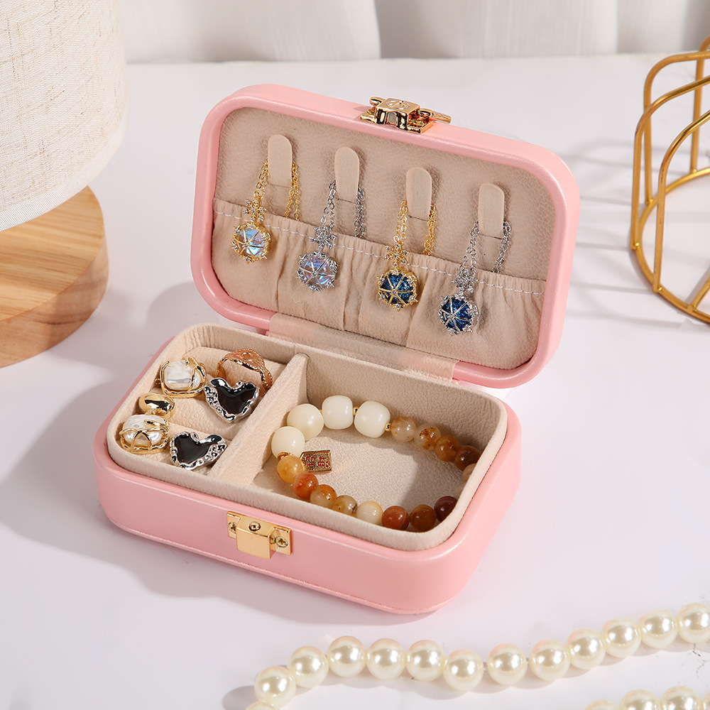 Macaron Leather Jewelry Storage Bag Girl Heart Large Capacity Jewelry Packaging Box Dustproof Moisture-Proof Exquisite Jewelry Box