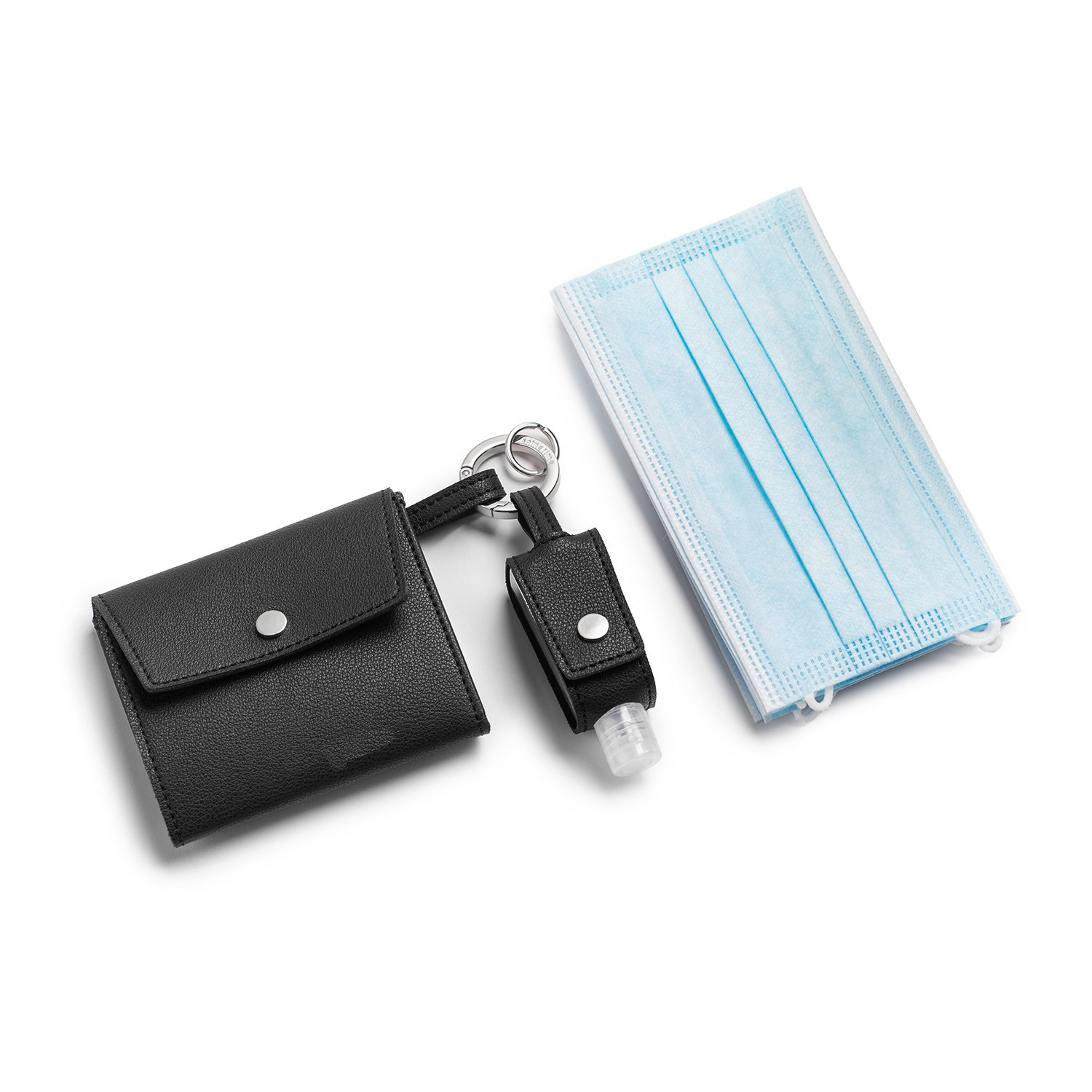 日韩热销皮革口罩包 洗手液皮套钥匙扣 口罩夹酒精消毒液收纳包