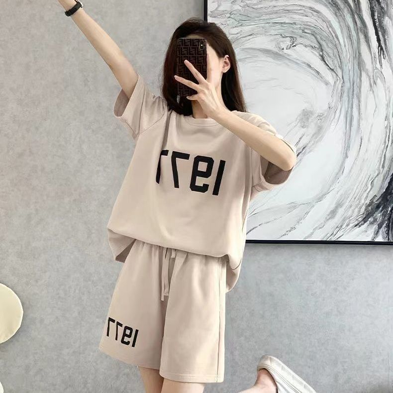夏季时尚短袖短裤套装韩版宽松显瘦女装两件套网红休闲运动套装女