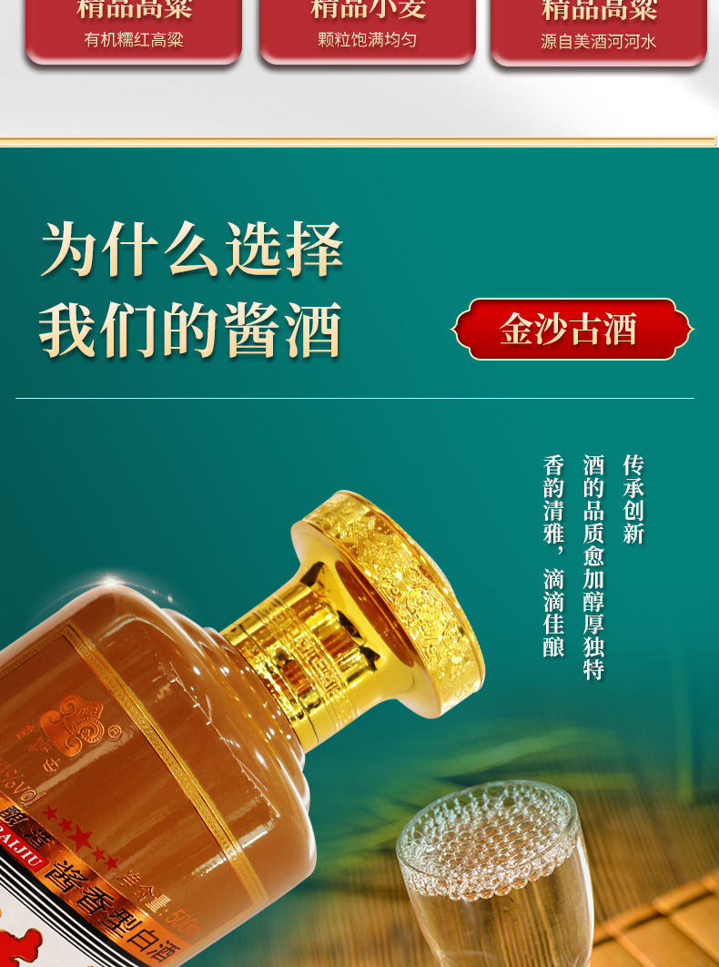 正品贵州金沙古酱窖藏20酱香型53度粮食酒水整箱白酒批发