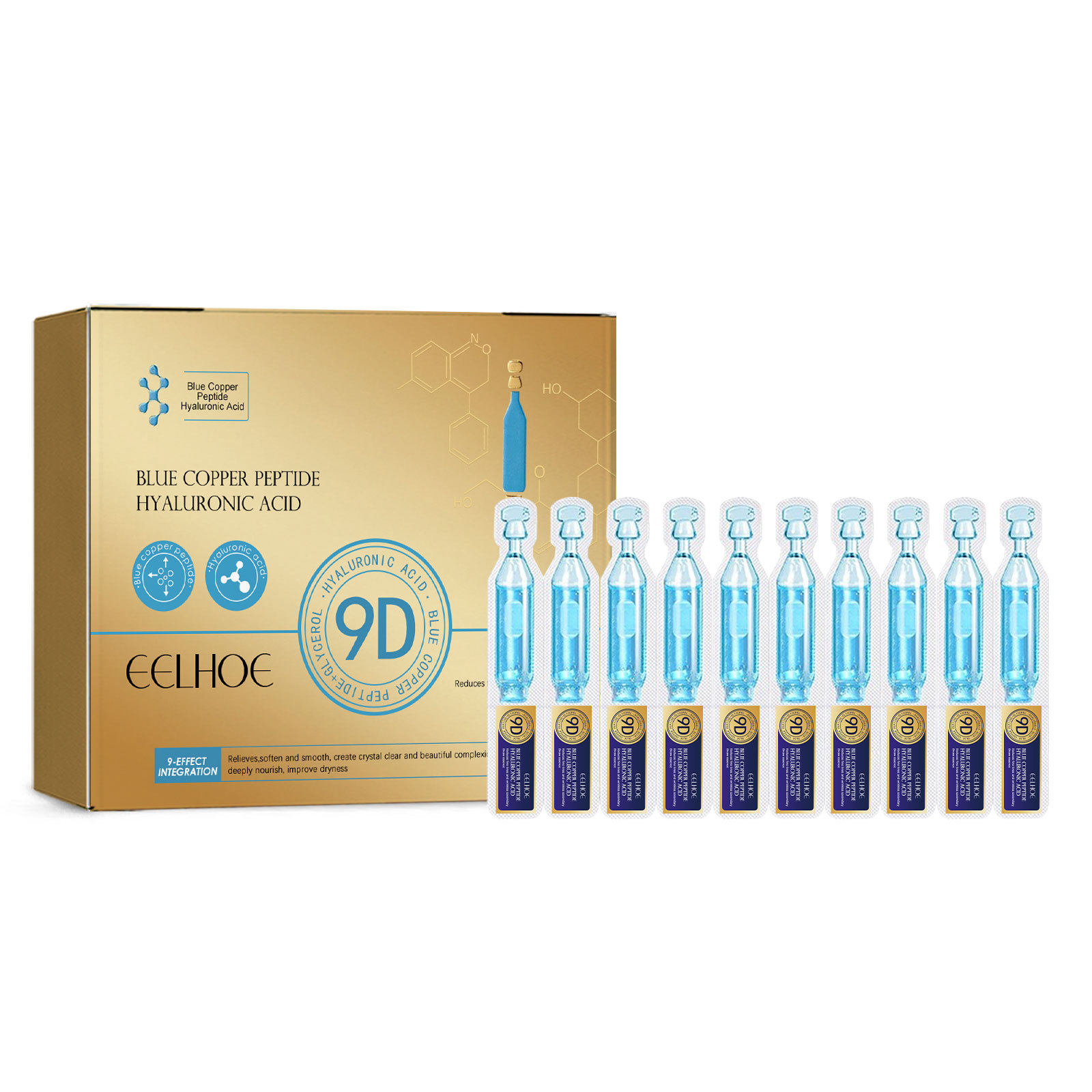 Eelhoe Blue Copper Peptide Hyaluronic Acid Essence Uniform Skin Color Smooth Fine Lines Soft Skin