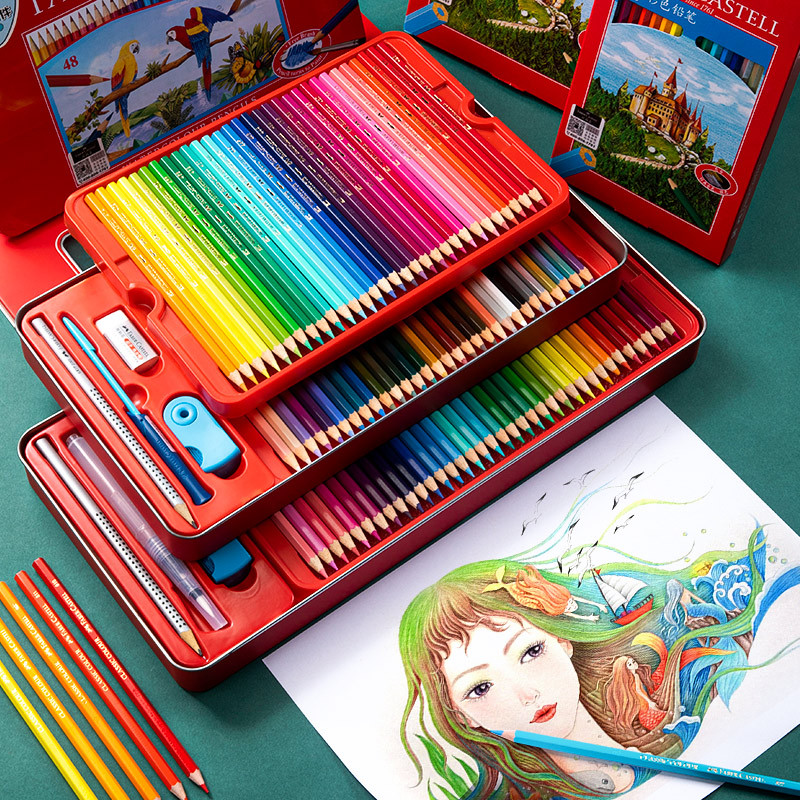 德国辉柏嘉72色水溶彩铅学生手绘专用初学者绘画48色油性彩色铅笔
