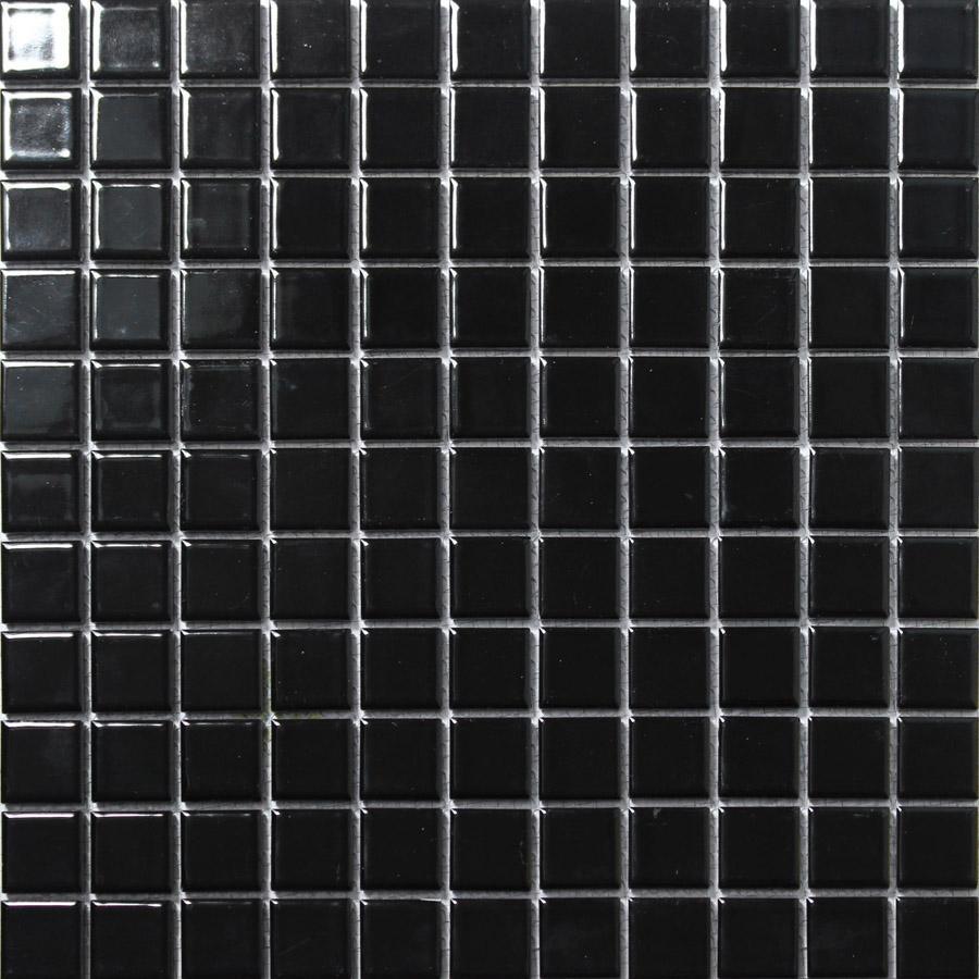 伊洛特马赛克厂家洗手间北欧地面瓷砖黑色亮光 黑色马赛克