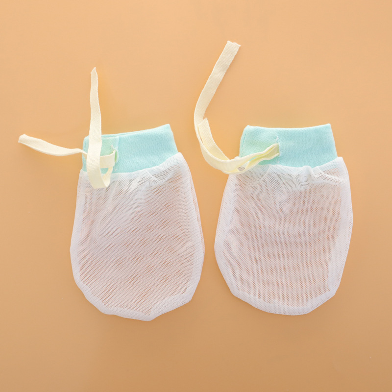 Baby Anti-Scratch Ice Silk Gloves Drawstring Lace Baby Adjustable Gloves Newborn High Elastic Transparent Gloves