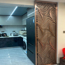 新中式现代客厅花格铝雕隔断镂空格栅不锈钢玄关屏风隔断装饰