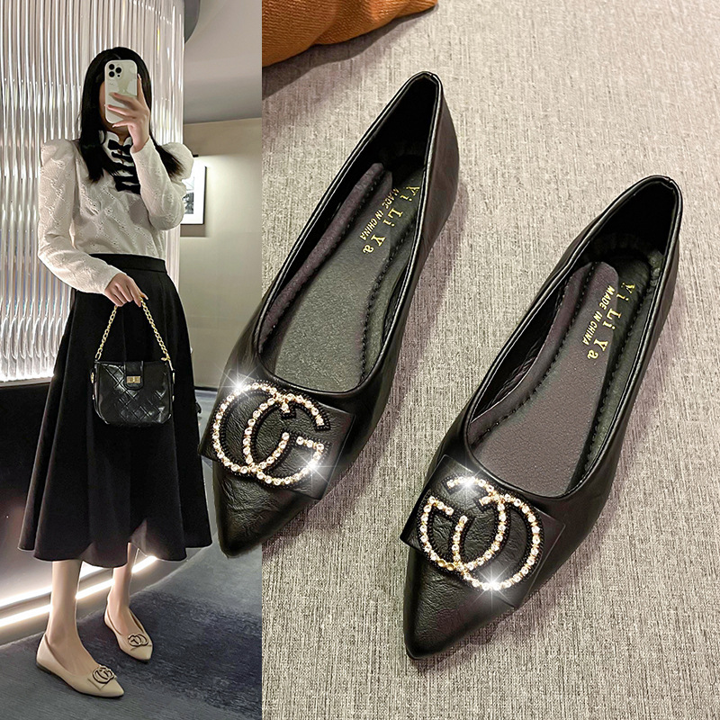 浅口尖头底底单鞋女2022夏款网红韩版时尚休闲淑女仙女风温柔瓢鞋