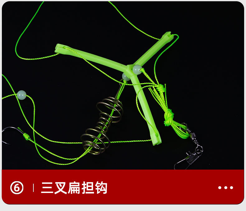 手竿鲢鳙钓组三叉钩扁担钩带弹簧伊势尼倒刺鱼钩套装批发