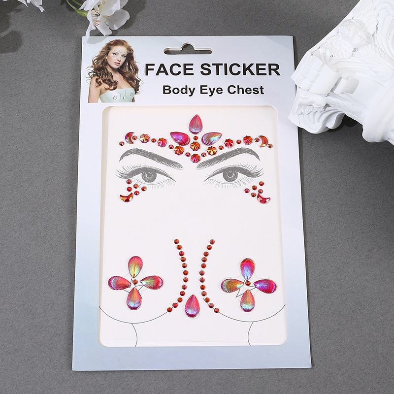 New Chest Paste Acrylic Diamond Paste Gem Stickers Music Festival Ornament Stick-on Crystals Light Europe and America Creative Face Pasters Factory Direct Sales