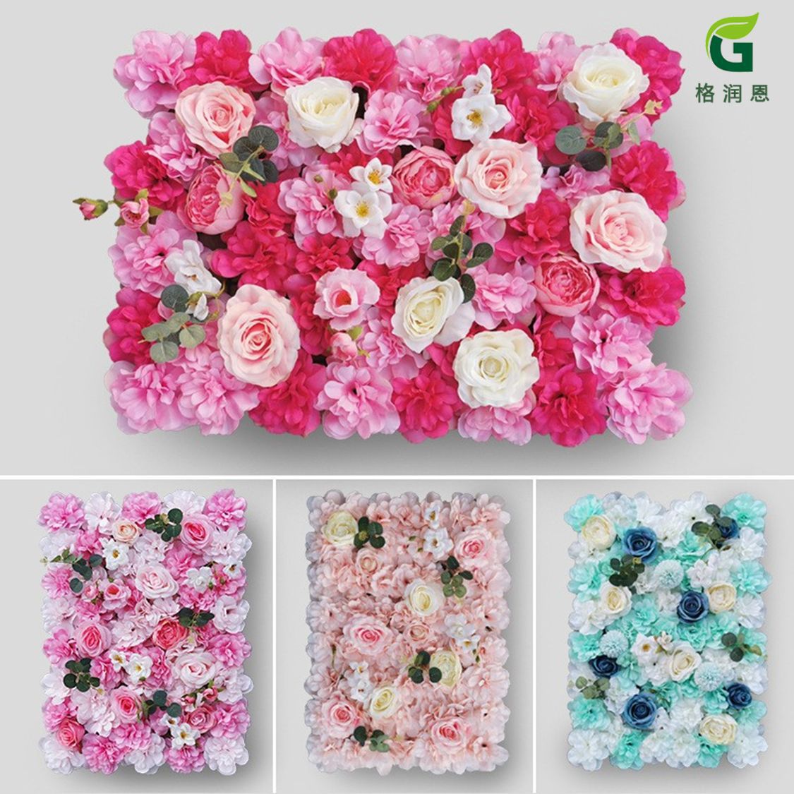 artificial flower wall wholesale artificial artificial flower rose hydrangea lily three-dimensional background wall wedding wedding decoration flower row