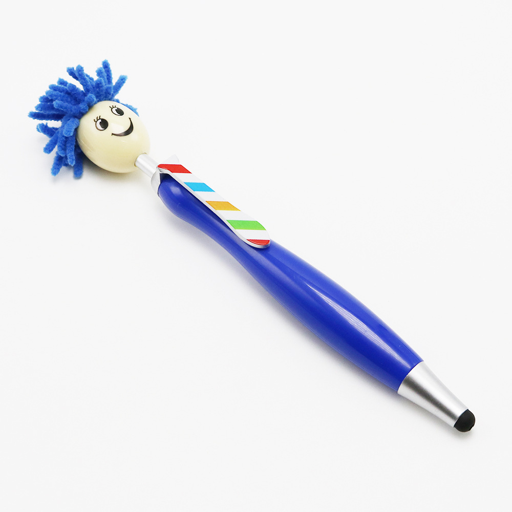 Doll Furry Head Mobile Phone Tablet Screen Cleaner Touch Gift Pen Factory Sales Furry Head Cartoon Ballpoint Pen