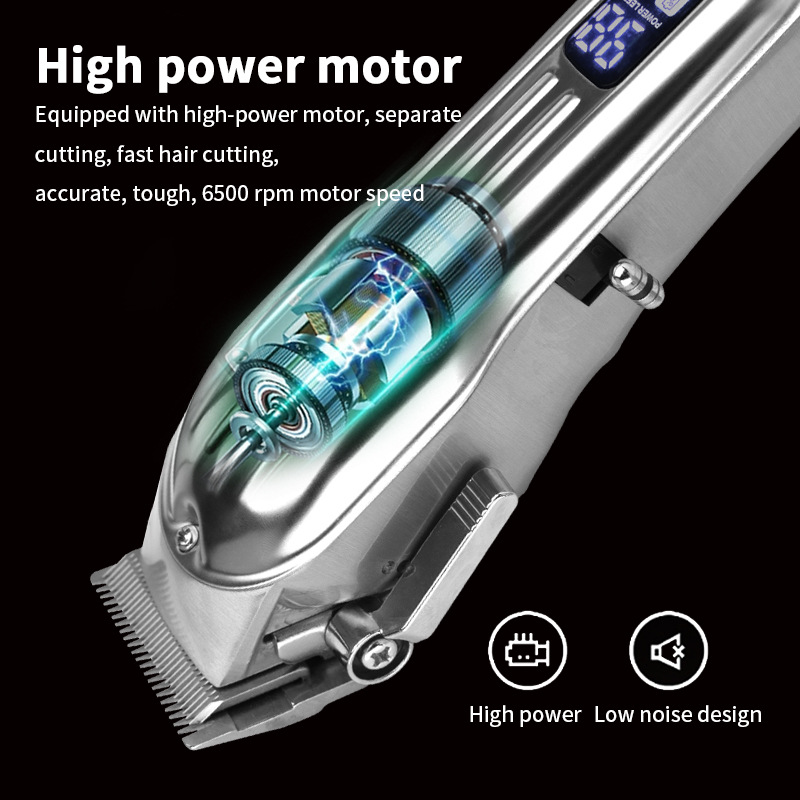 Amazon Electric Hair Clipper Full Metal Professional Hairdressing Electric Haircut Shaving Rechargeable Electrical Hair Cutter Professional Hair Clipper
