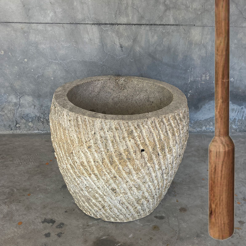 打糍粑大石臼石臼打年糕石缸手工坊手动趣味农村冲辣椒家用石窝