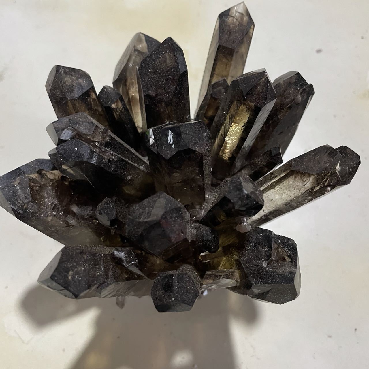 茶水晶簇摆件黑水晶簇摆件矿石标本 家居装饰客厅办公摆件批发