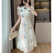 2024年夏季新款新中式改良版旗袍连衣裙中国风年轻款印花时尚裙子