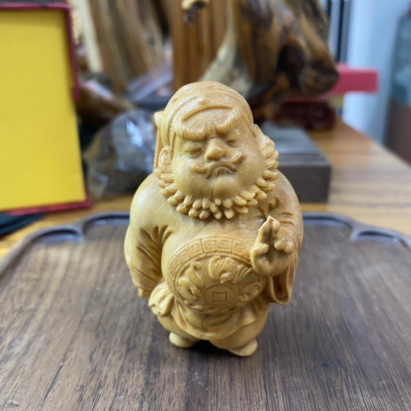 崖柏钟馗手把件木雕摆件手把件实木雕刻随身把玩饰品中式工艺礼品