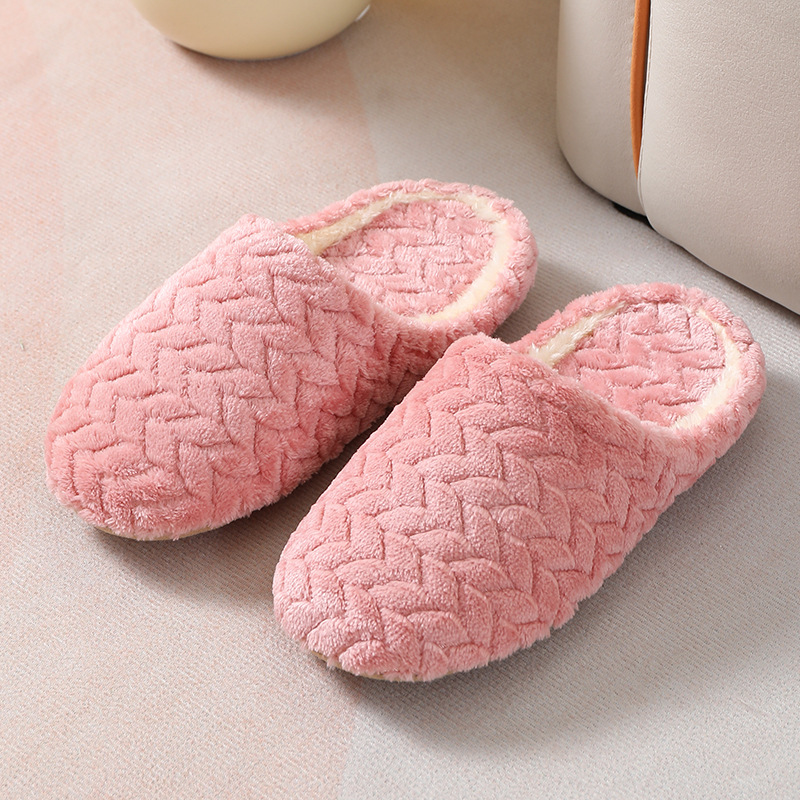 New Jacquard Japanese Soft Bottom Mute Suede Slippers Non-Slip Wooden Floor Indoor Cotton Slippers