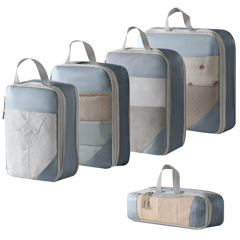 Mesh Compression Storage Set Clothing Storage Bag Five-Piece Nylon Waterproof Luggage Bag Shoes Bag Drawstring Bag