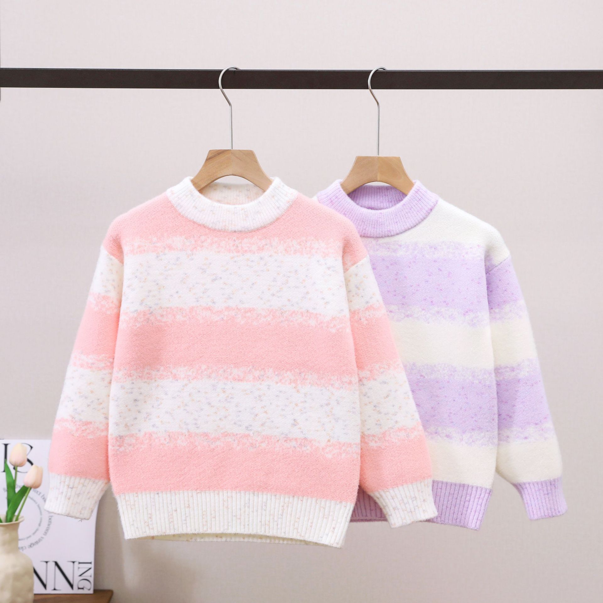 女童毛衣儿童秋冬新款韩国绒针织打底衫大童厚上衣女孩毛线衣童装