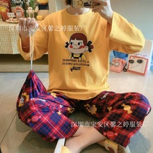 春秋冬季女新款双长套装睡衣卡通圆领家居服  送布袋 180g