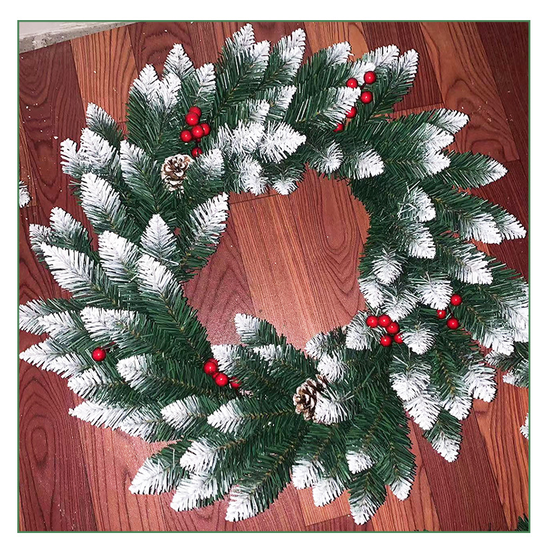 跨境pvc圣诞花环加红果松果圣诞节装饰品 高档酒店餐厅家庭装饰品