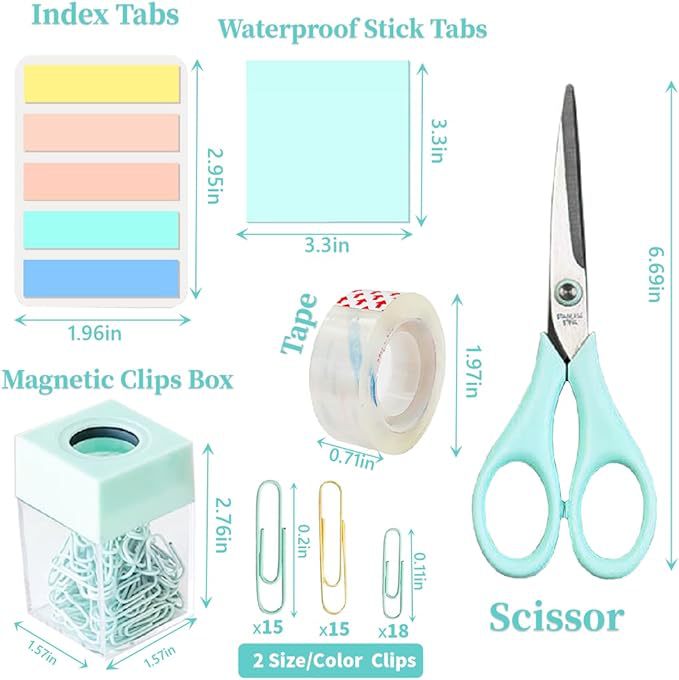 Cross-Border Direct Supply Mint Green Desktop Office Set Student Office Stapler Nail Puller Scissors Paper Clip Combination