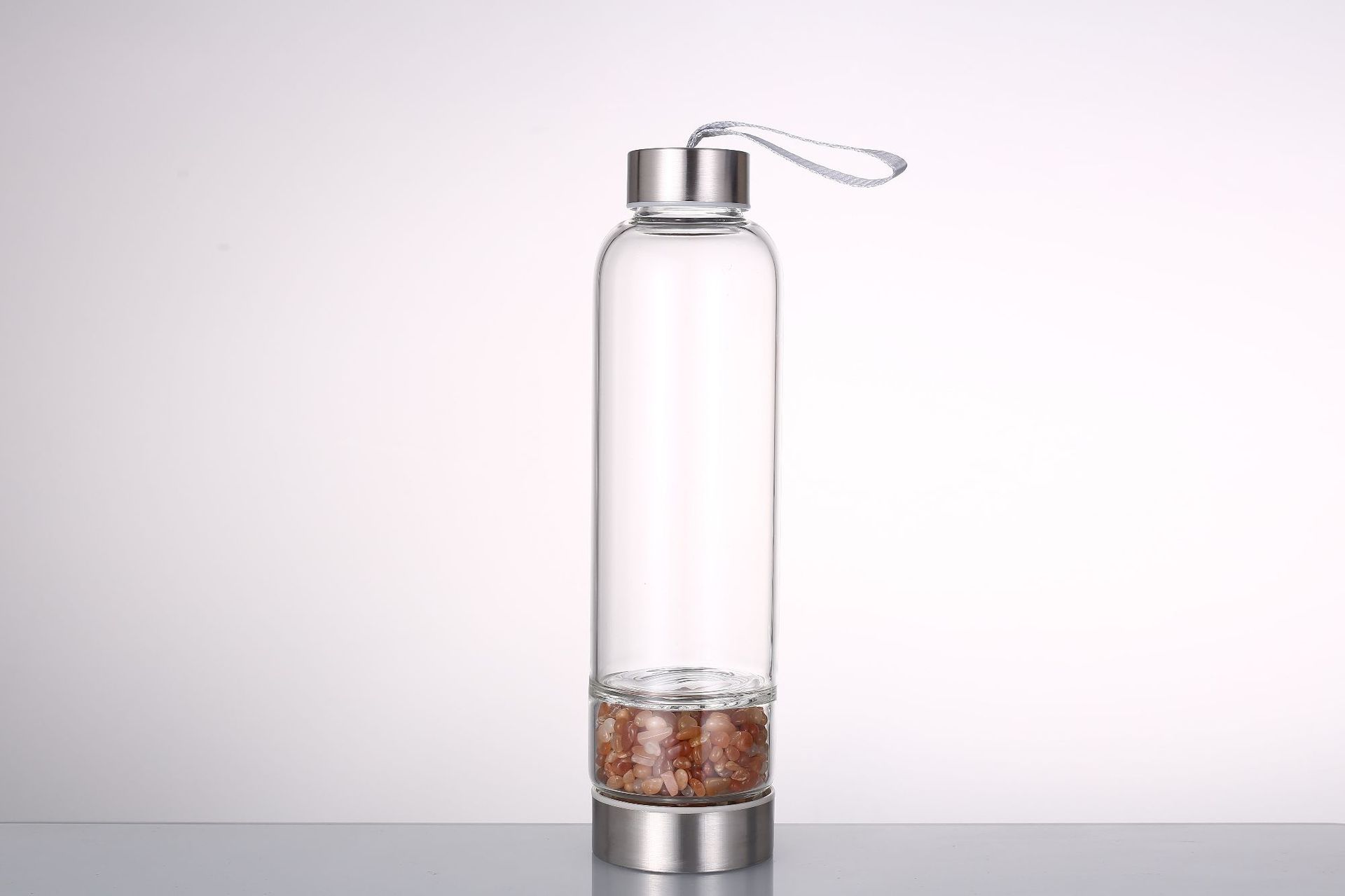 外贸水晶石碎石能量杯水瓶杯石英玉石跨境产品厂家玻璃杯定制logo