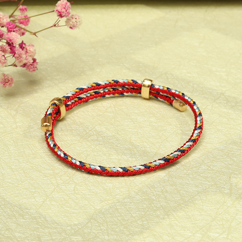 Dragon Boat Festival Colorful Rope Hand-Woven Colorful Gold Silk Bracelet Red Gold Thread Carrying Strap High-End Jewelry Wholesale