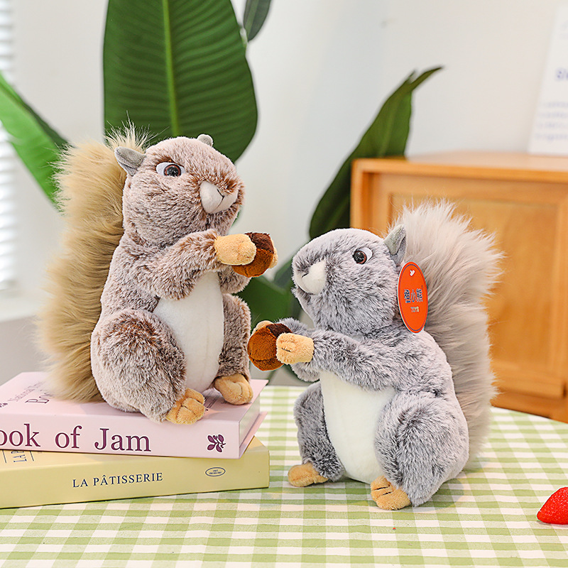 仿真松鼠毛绒玩具可爱儿童玩偶女生礼物批发外贸套圈地摊精品娃娃