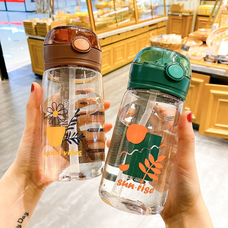 Y112 Summer Drop-Proof and Portable with Straw Cup Handy Cup Male and Female Students Children Maternal Plastic Water Cup Female