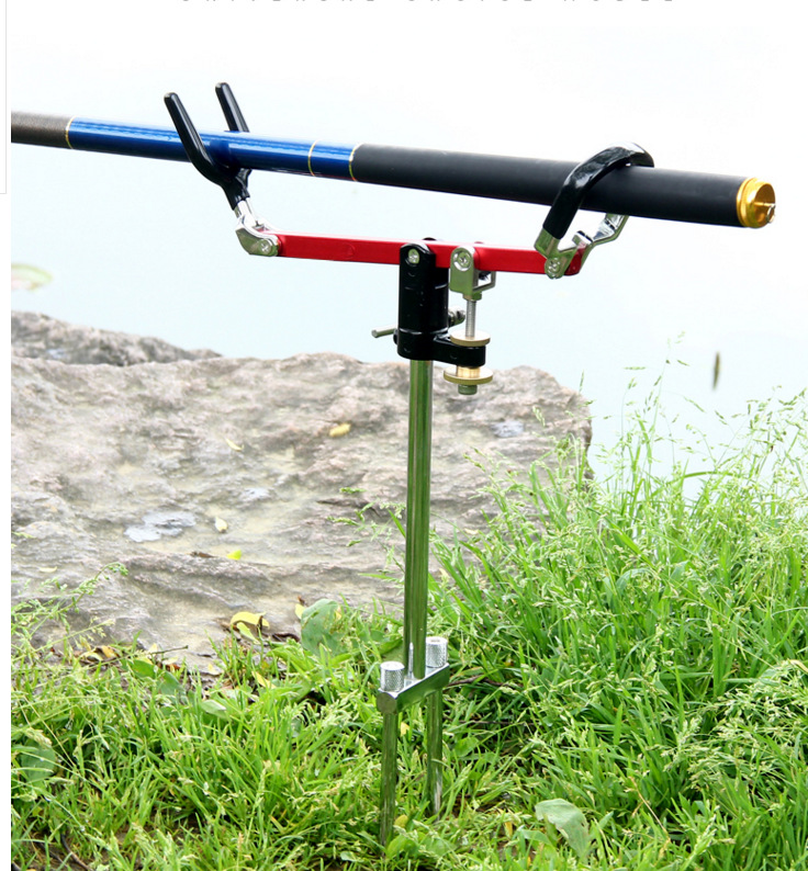 全金属鱼竿炮台支架手竿海竿两用万向鱼杆长竿支架地插钓筏钓支架